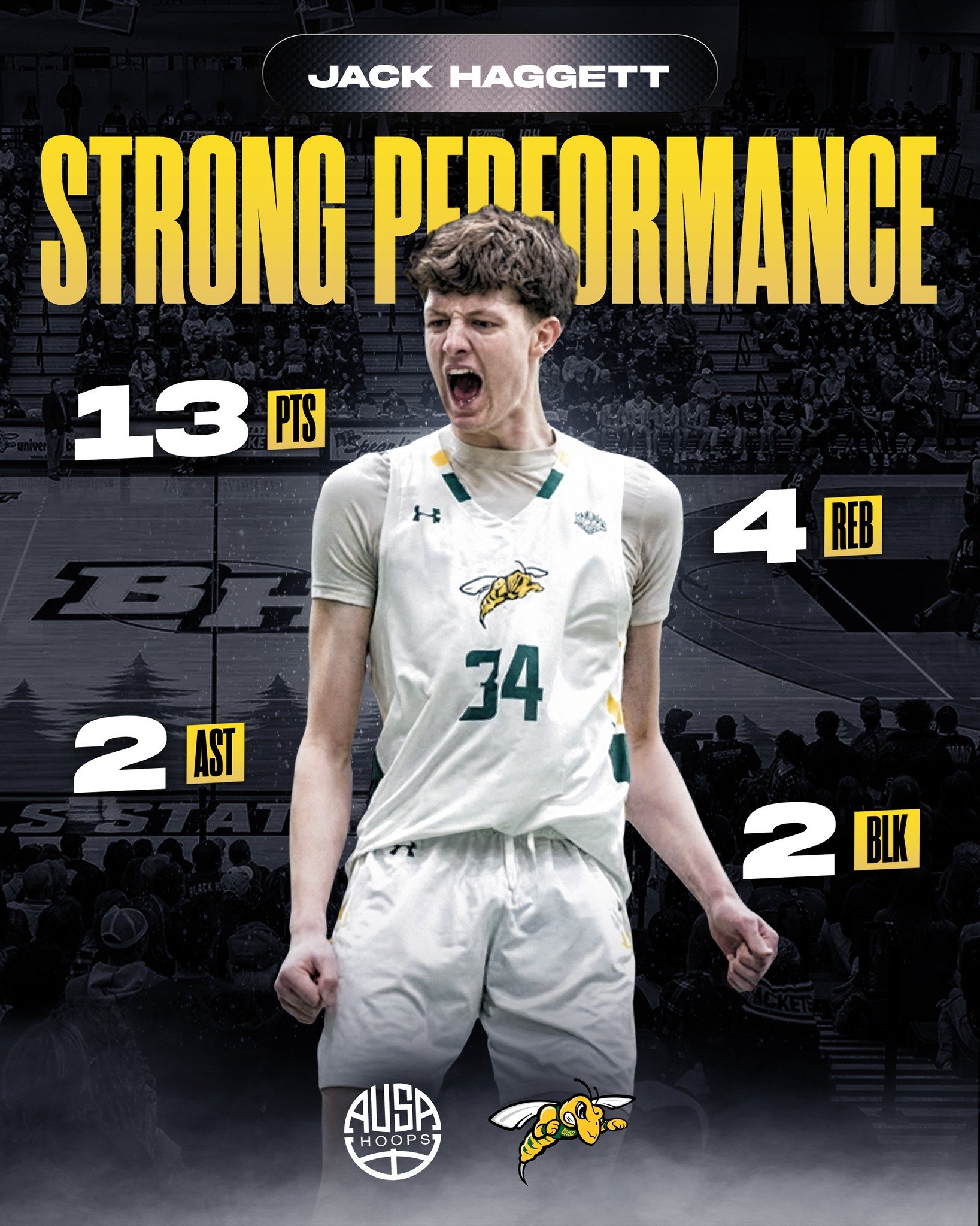 A strong performance from AUSA Hoops alum @jack_haggett for @bhsumbb, helping the Yellow Jackets secure a big win over Colorado Mesa!

Jack&rsquo;s energy, toughness, and all-around impact were on full display, making key plays and contributing to a 