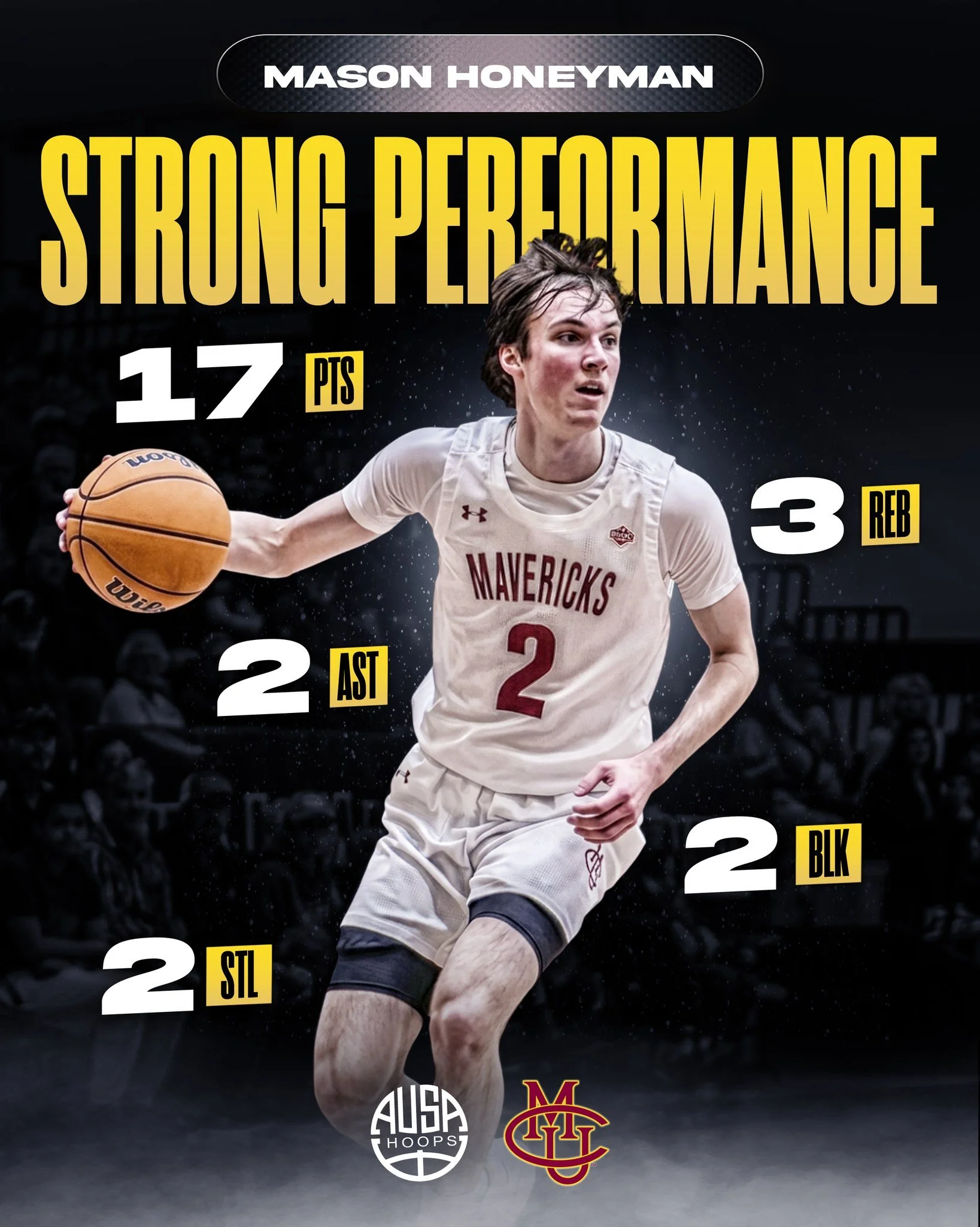A strong performance from AUSA Hoops alum @mason.honeyman for @cmumensbasketball, helping the Mavericks secure a win over New Mexico Highlands!

Mason&rsquo;s presence and impact were felt throughout the game, making key plays and contributing to a s