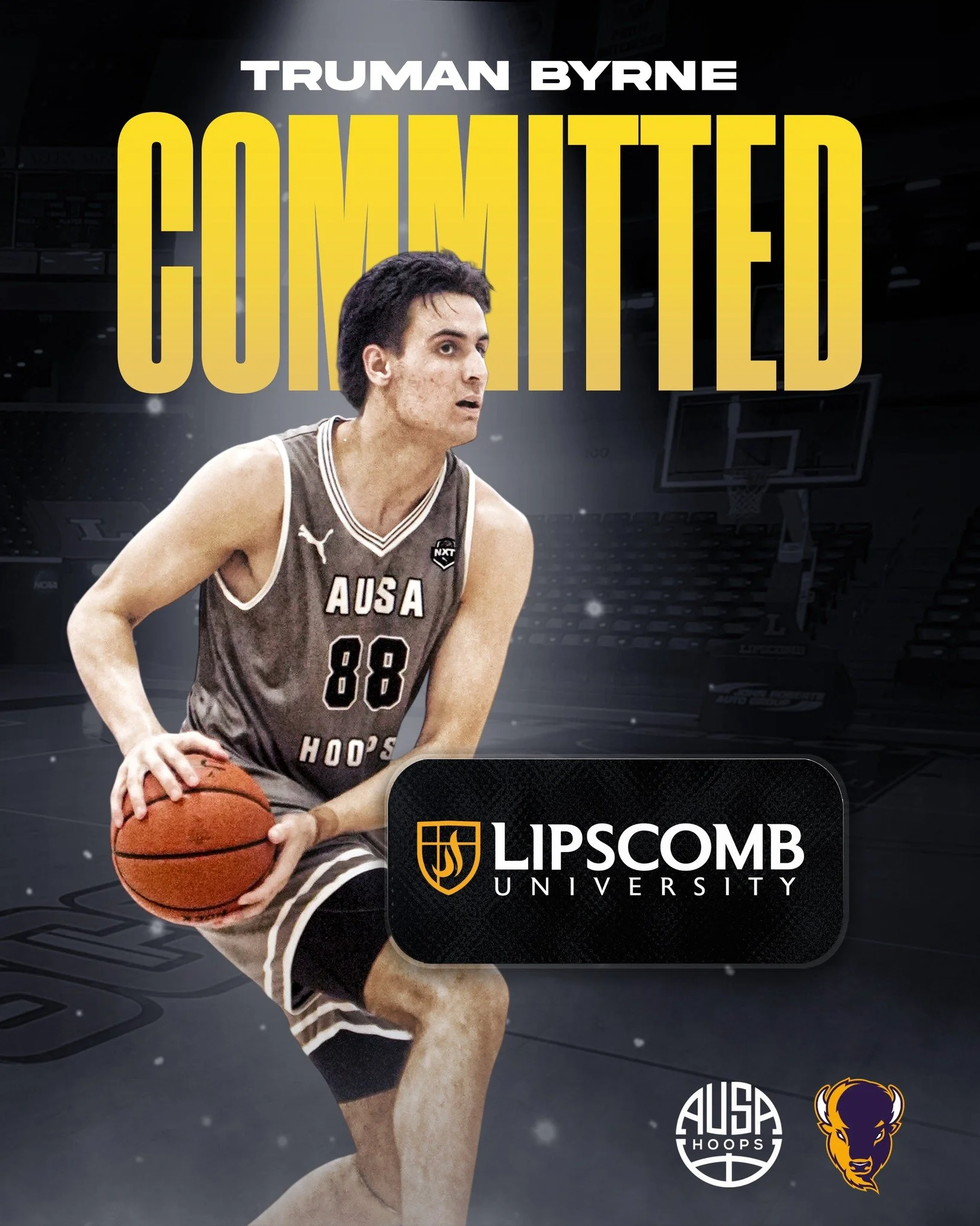 AUSA Hoops athlete @trumanbyrne_ is on the move, committing to @lipscombmbb for his sophomore season.

Following a strong freshman year at the @ucambb, Truman showcased his versatility, stretching the floor, impacting the paint, and defending both th