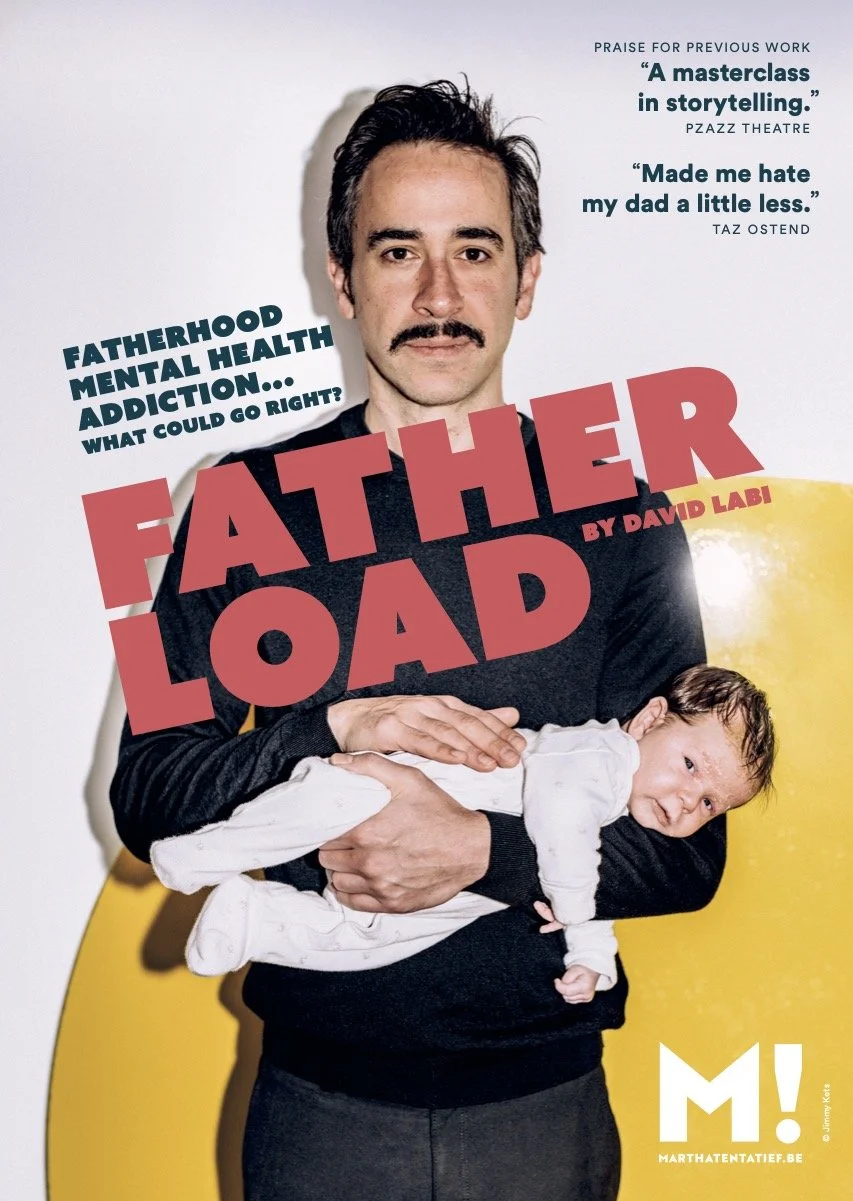 Poster for Fatherload, a comic one-man show by David Labi