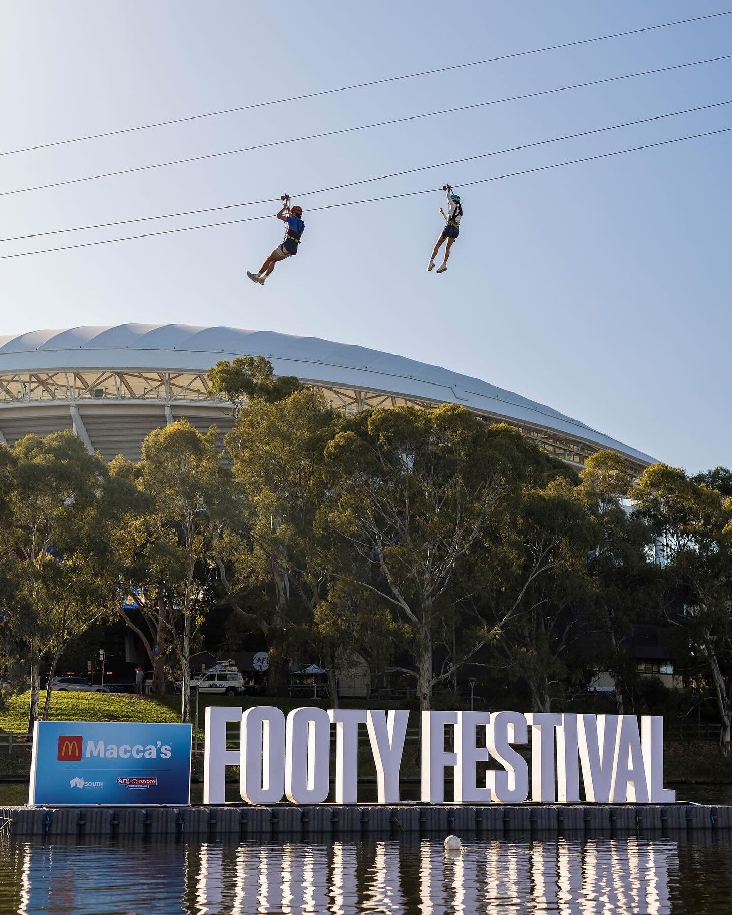 Day 2 of @afl Gather Round with @seekeragency at the @maccas_sa Fan Village 🏉