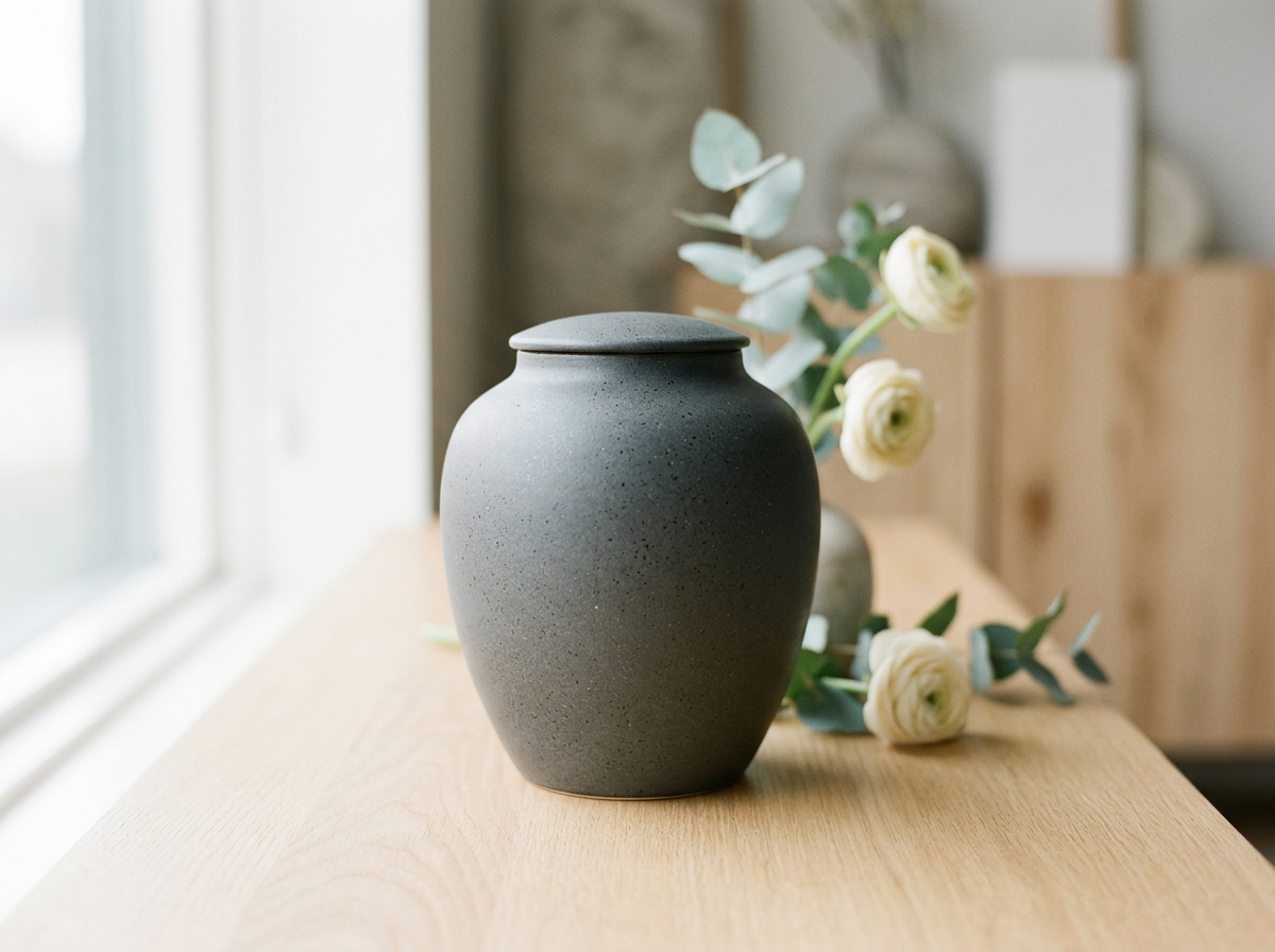 A beautiful ceramic urn representing cremation services in Adelaide