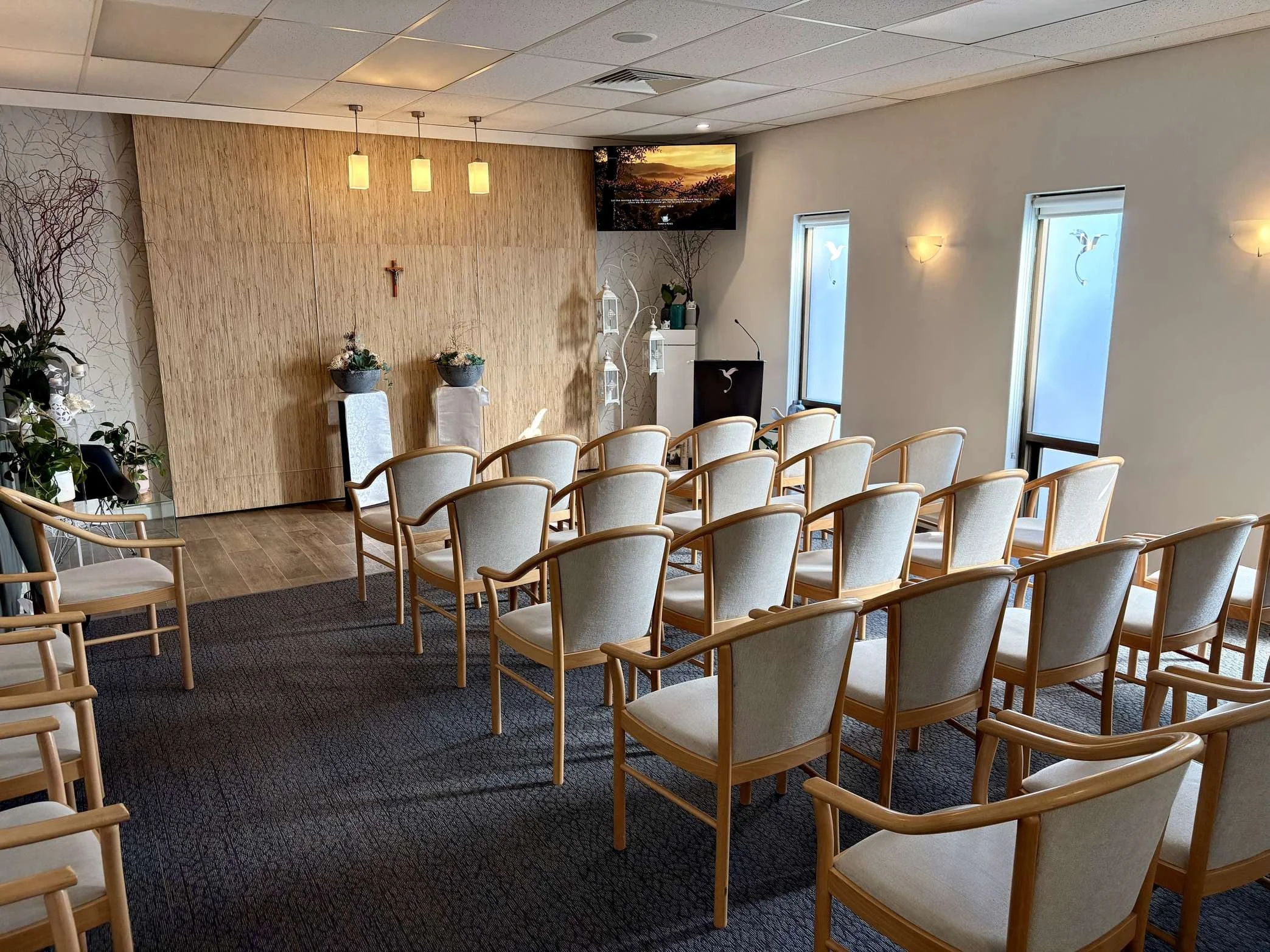 Interior of Embrace's in-house chapel and lounge