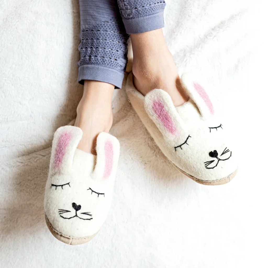 Bunny Bliss Wool Slippers