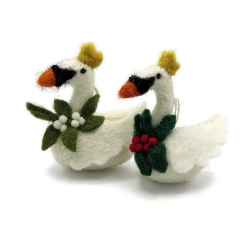 Handmade Felt Swan Decorations