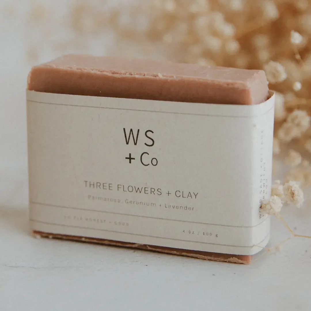 Three Flowers + Clay Soap - Vegan, Cruelty Free