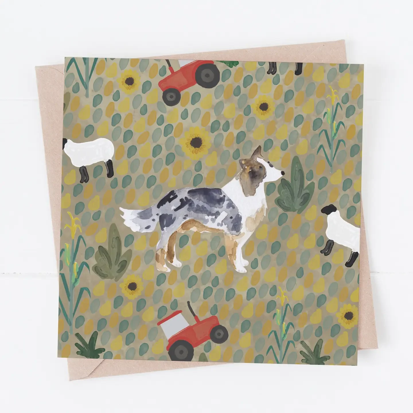 Blue Merle Collie Dog Greeting Card