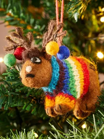 Cheerful Rainbow Felt Moose Decoration