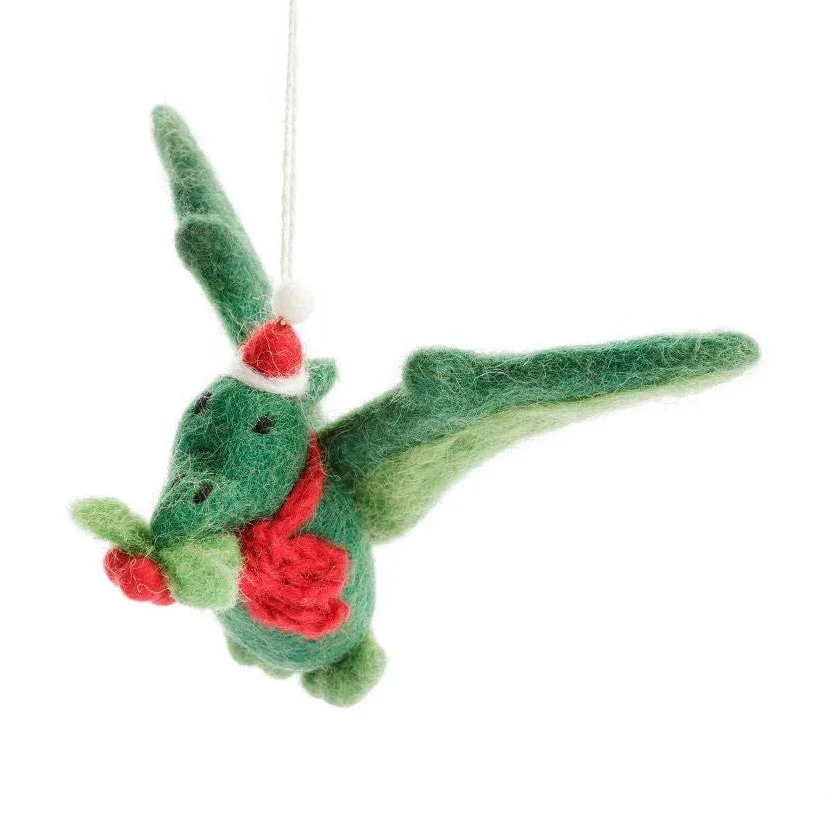 Festive Pterodactyl with Holly Sprig