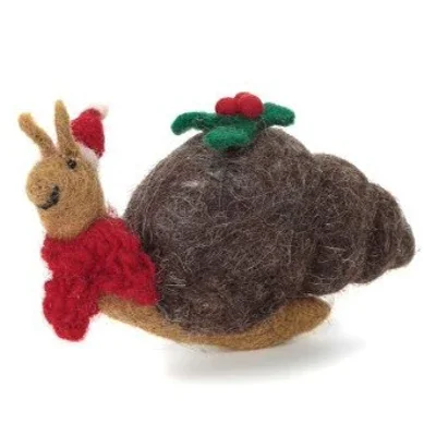Festive Felt Christmas Snail Ornament