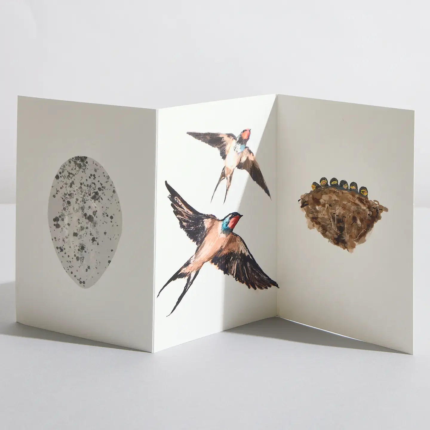 Swallow Concertina Greeting Card-Triple Illustration