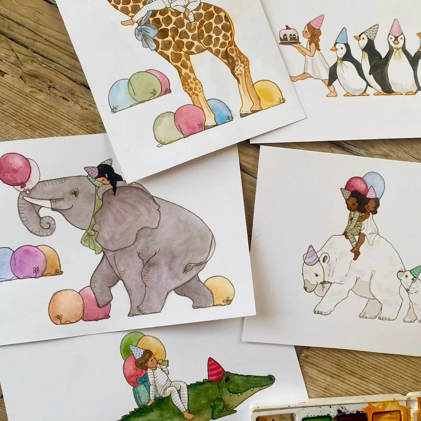 Cut out Hand painted Birthday Elephant