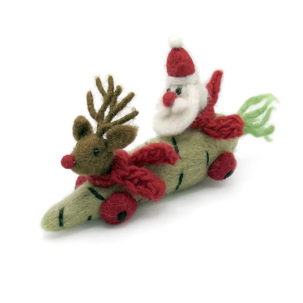 Handmade Felted Christmas Parsnip Car