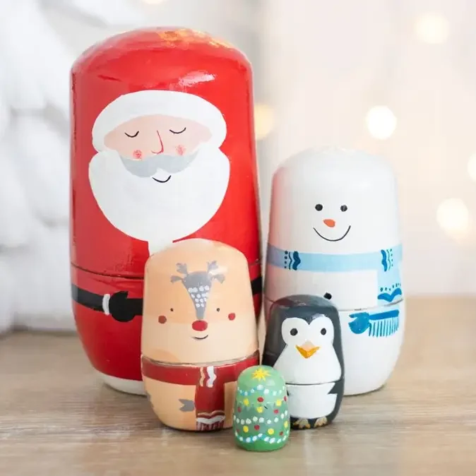 Festive Christmas Nesting Dolls Set