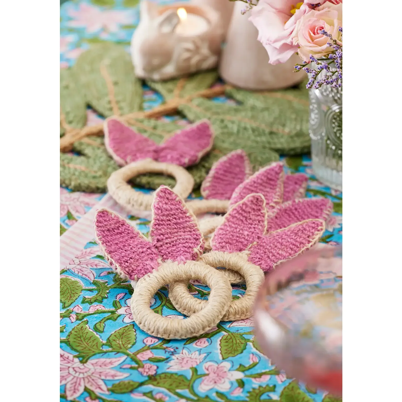 Jute Bunny Ears Napkin Rings Pack