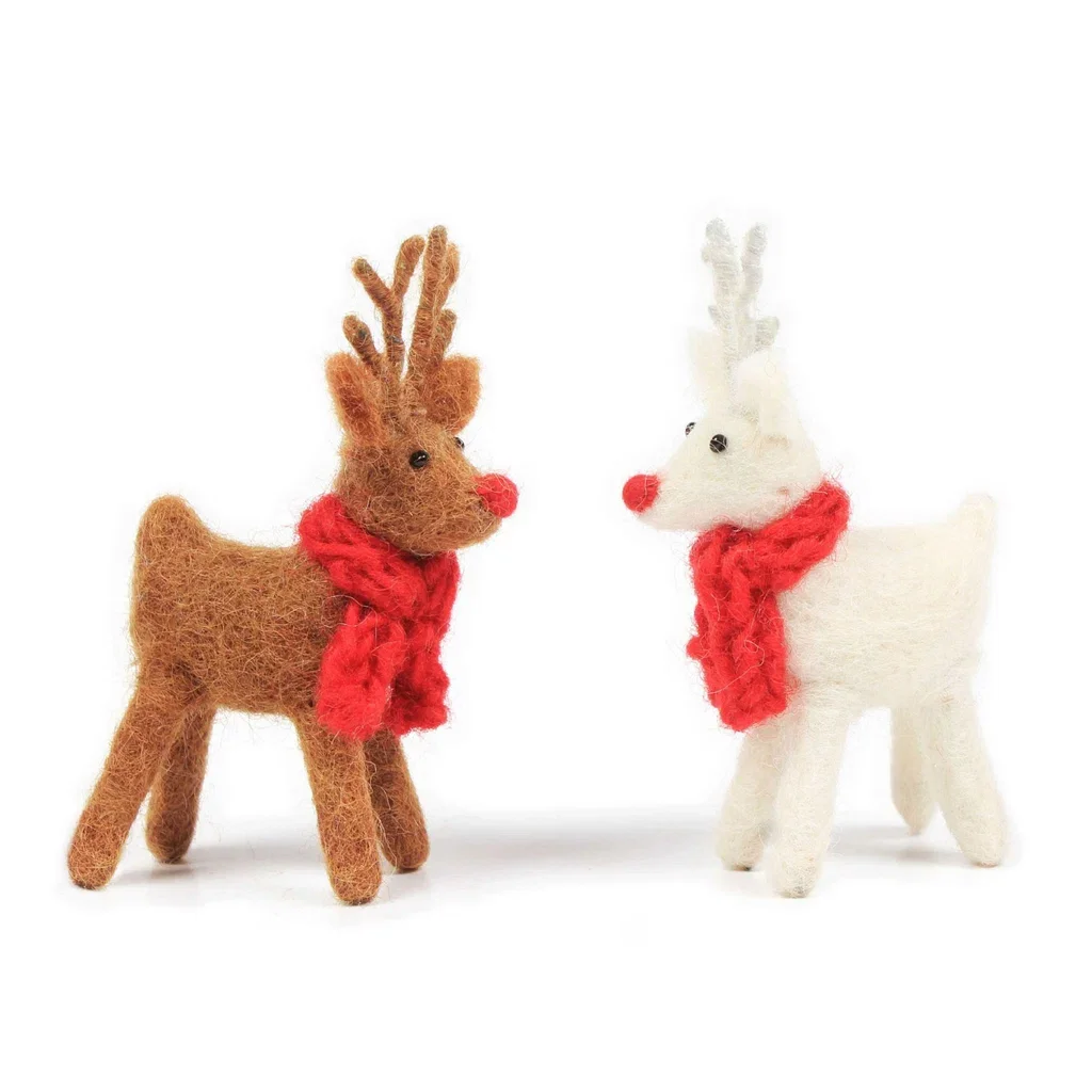 Mini White & Brown Standing Reindeer