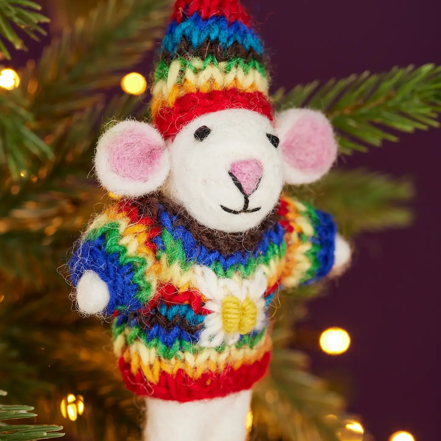 Handmade Festive Mouse Ornament