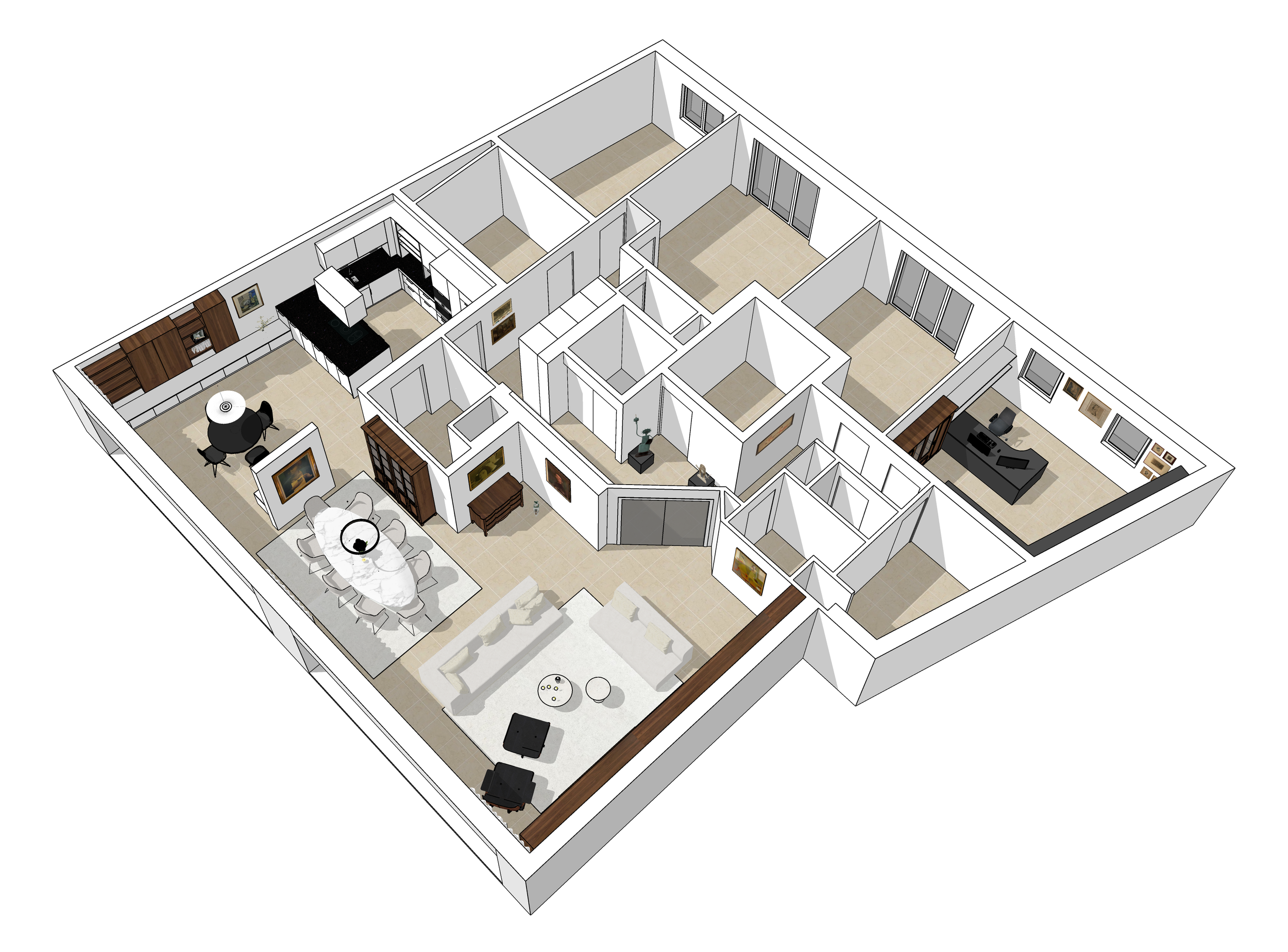Aménagement d'un appartement à Liège - Vue projetée