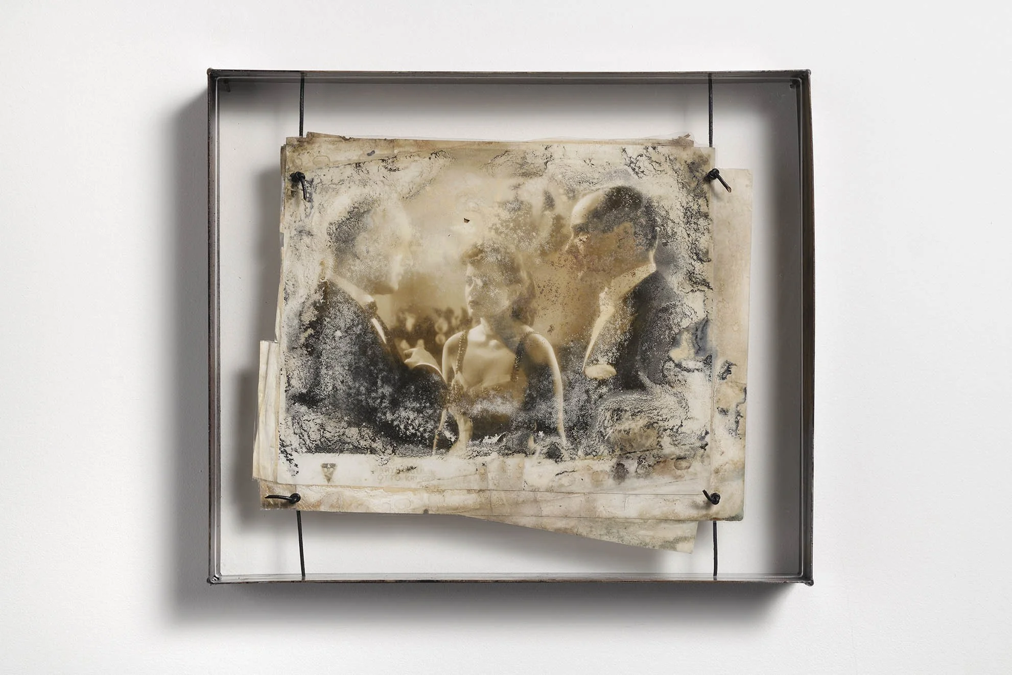 Element: Fugitive 
Weathered bromide print, acrylic, leather and steel 
29 x 34½ x 4cm  
Nina Mae Fowler, 2026