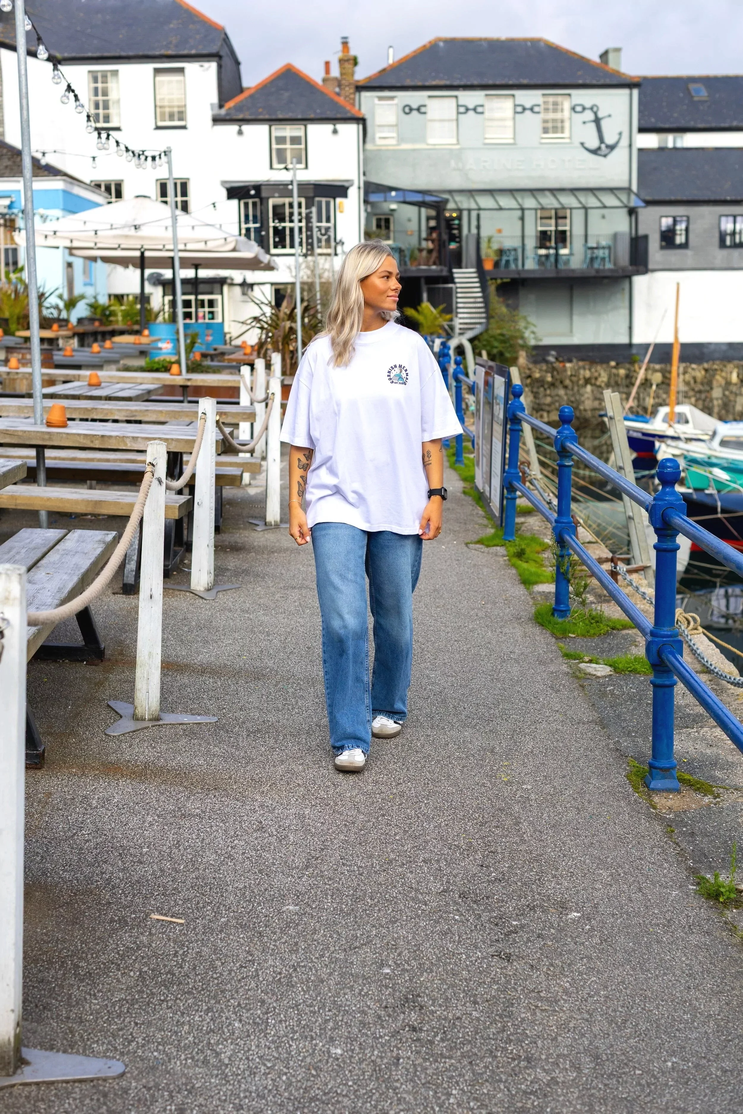 White Locals Only Cornish T Shirt by harbourside pub