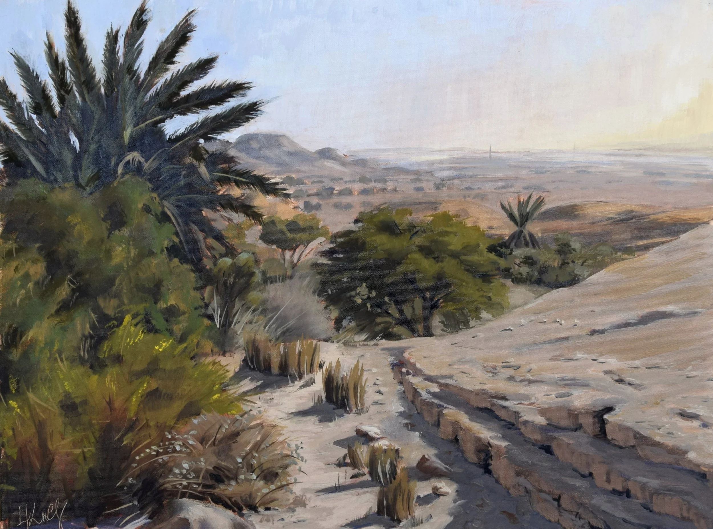 "Ein Tamid Oasis", 2023. 30x40 cm. Pleinair. SOLD.