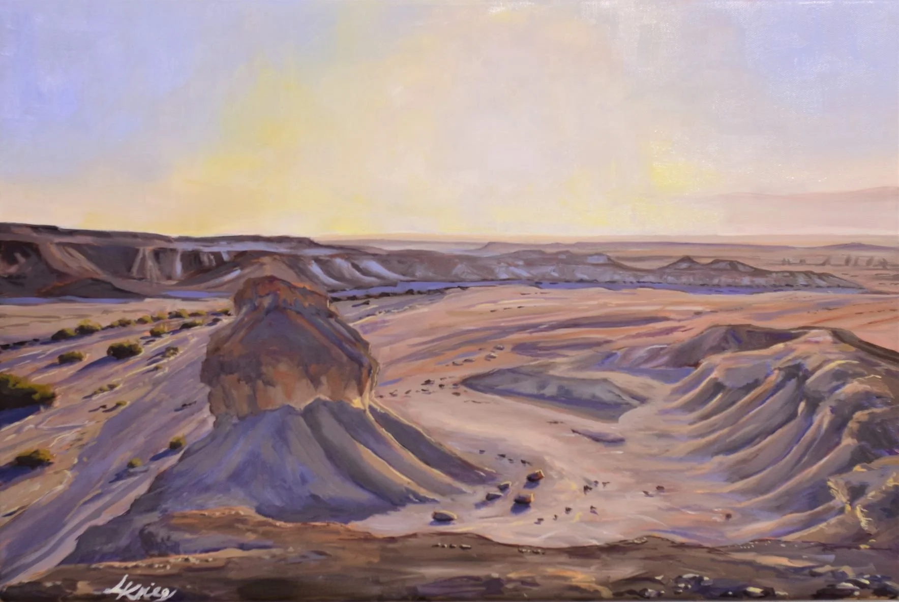 Sunrise over Wadi Ashosh, 2022, 40x60 cm, oil on canvas. SOLD