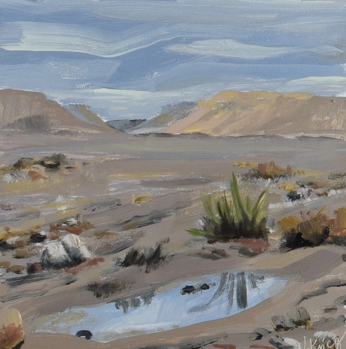 "Flood Wadi Ashosh 1", 2023. Oil on gesso panel. 15x15cm.