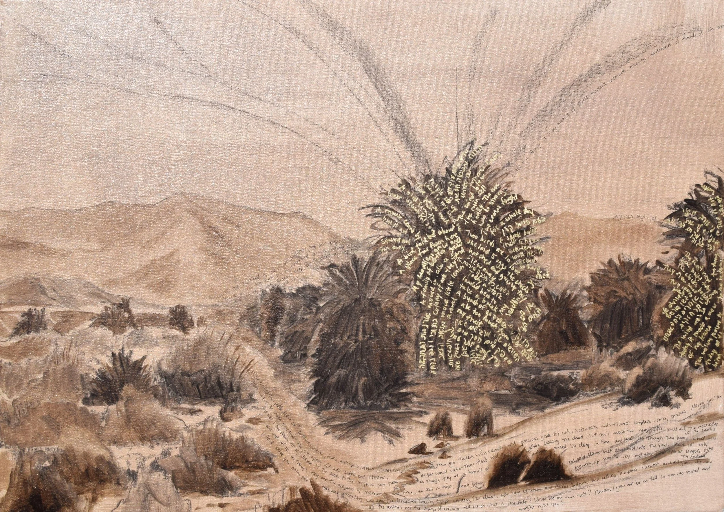 Memories of a tree. 2024. 50x70 cm, oil, charcoal and marker on canvas. SOLD