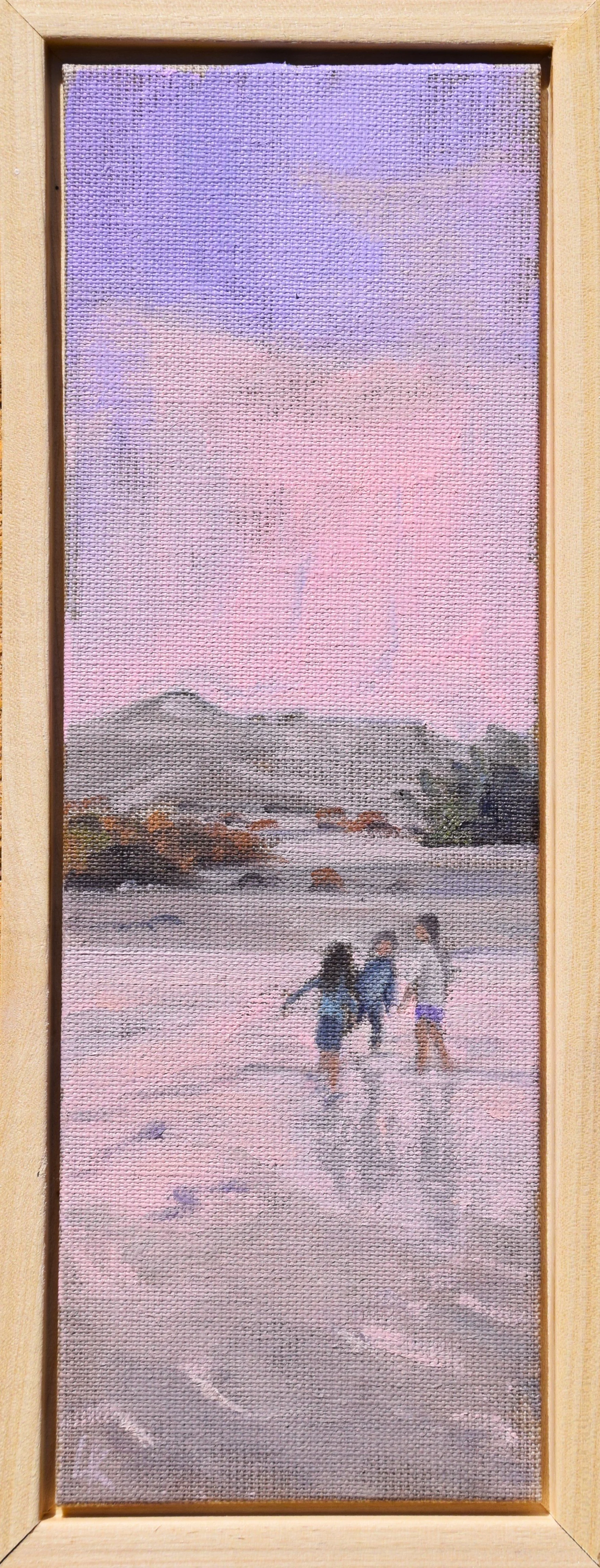 "Three friends in the flooded Wadi", 10x30 cm, oil on linen