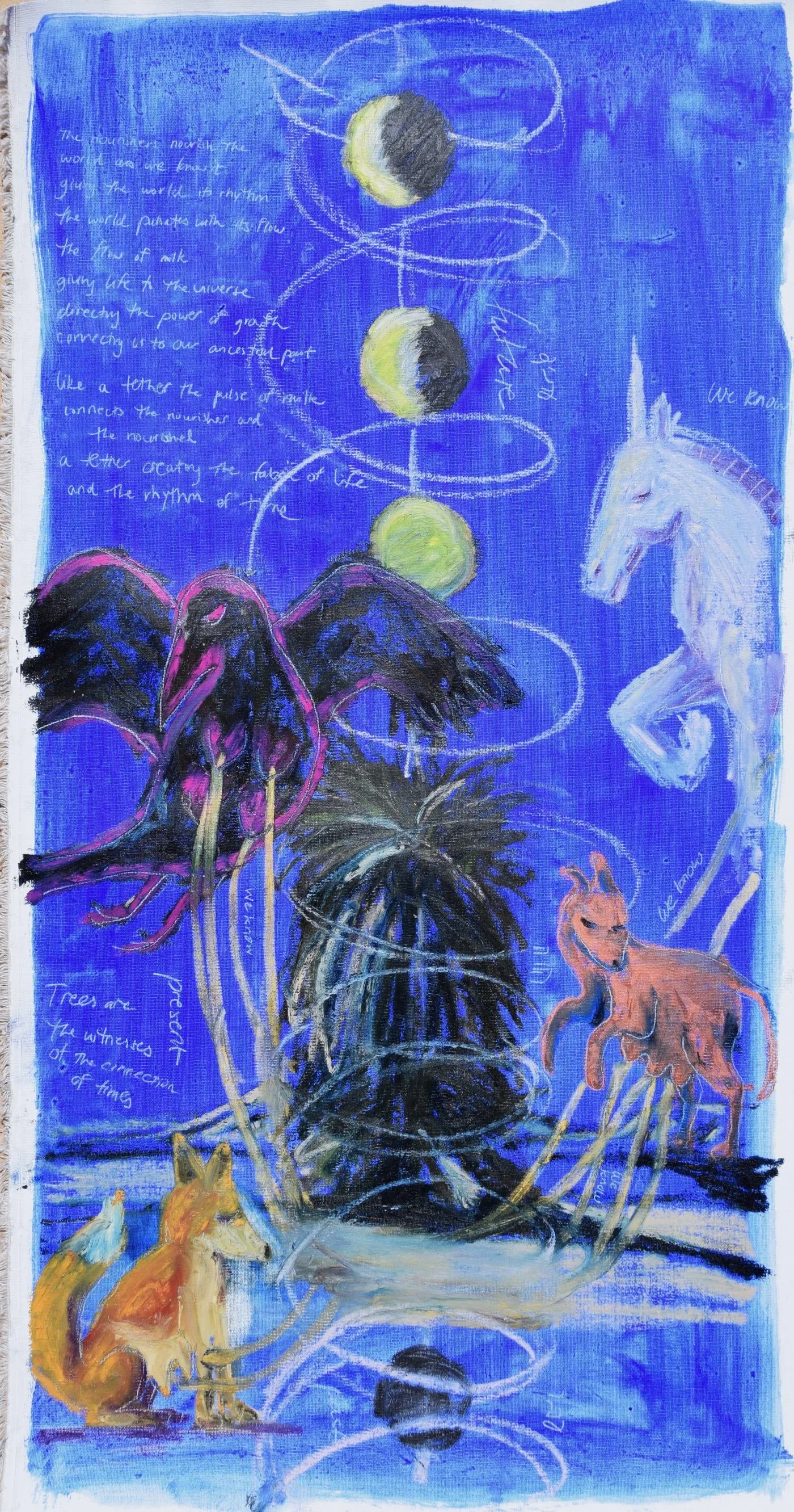 The Nourishers. 55x95 cm, oil sticks on unstretched canvas. 2026.
