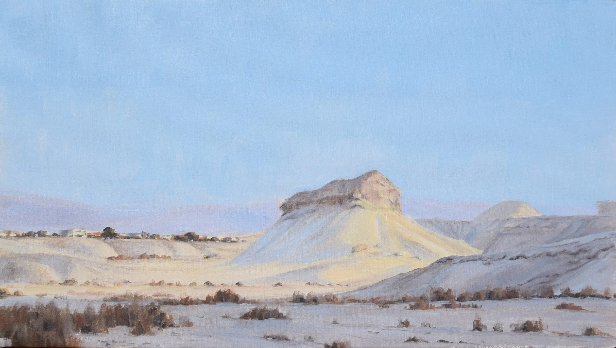 Pitriat Tzofar in Purple and Blue. 2024. 40x70 cm, oil on stretched canvas. SOLD