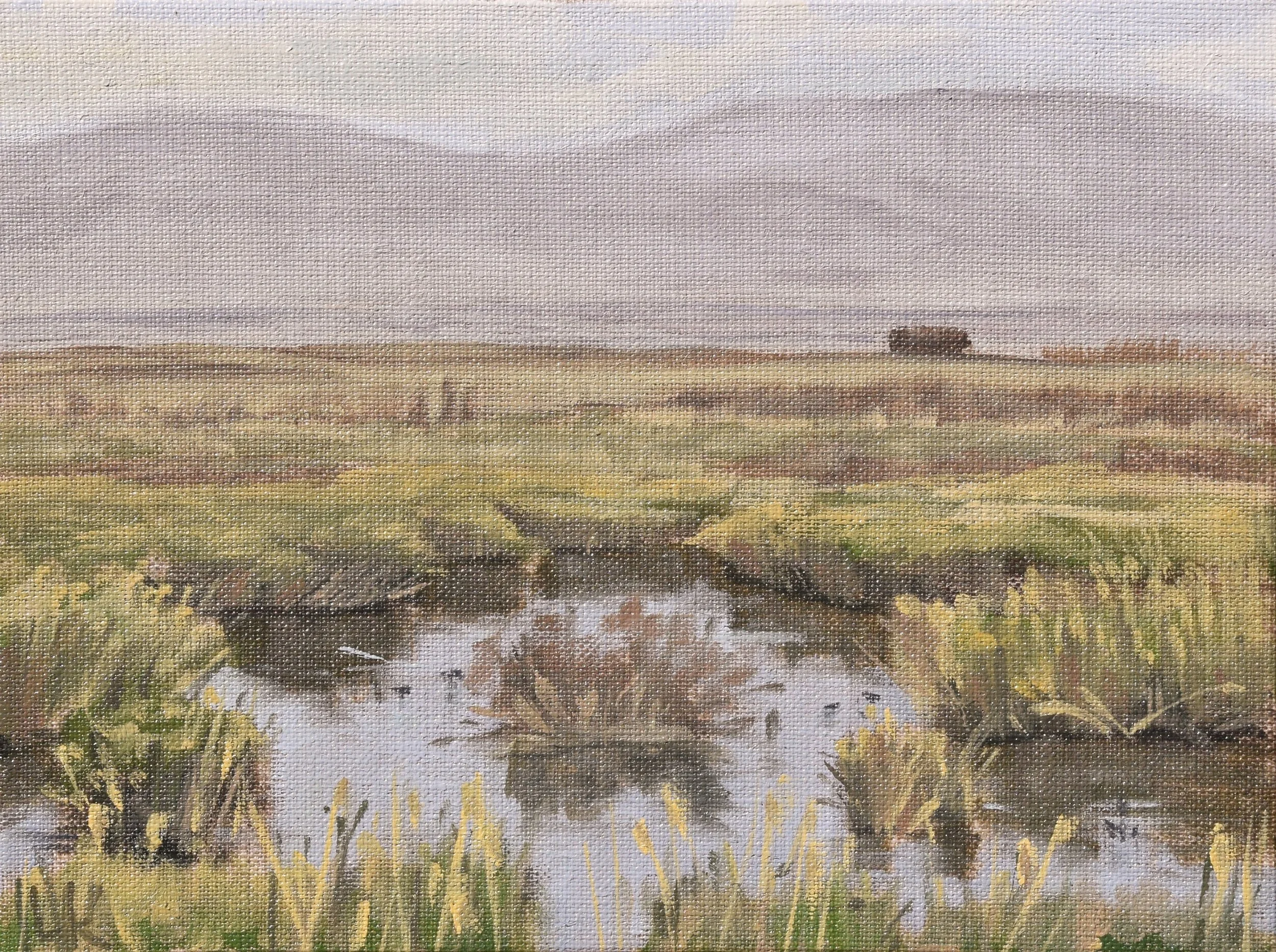 Agam haBarburim, Dead Sea, 2024. 18*21 cm, oil on linen panel. Plein air.