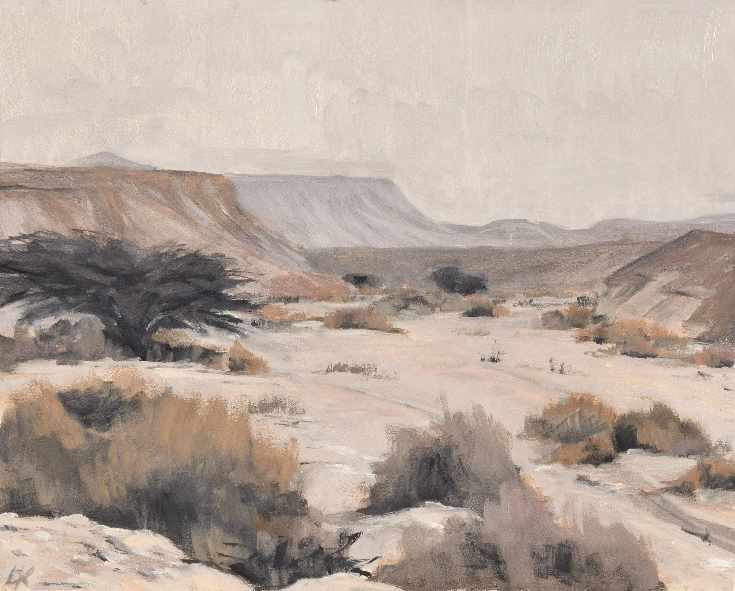 Wadi with Ovech. 2025. 24x30 cm, oil on gesso panel.