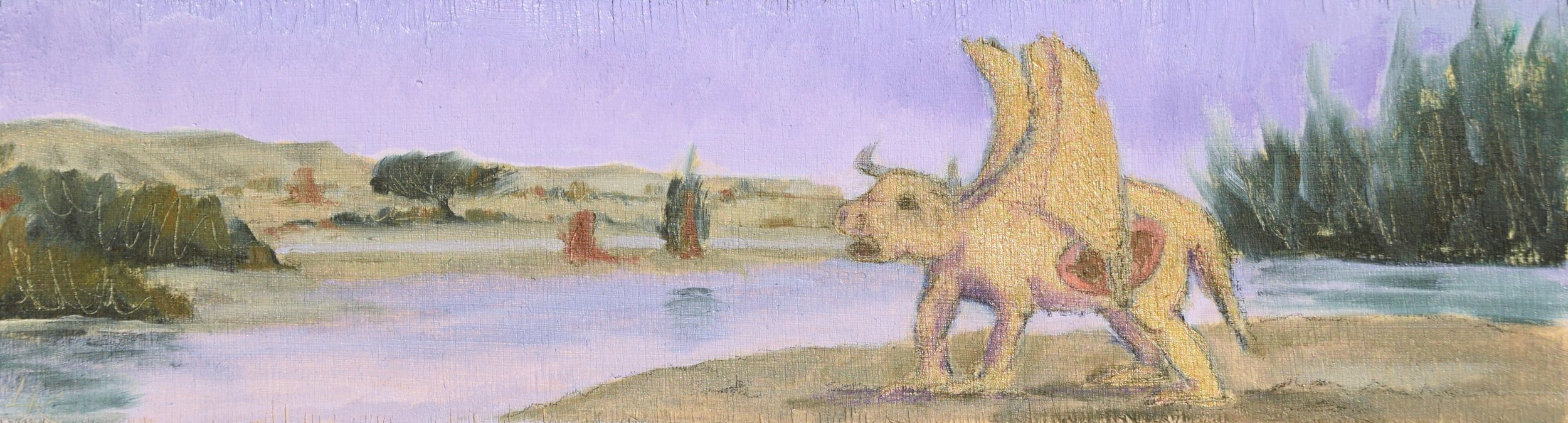 Looking for a Home. 12x35 cm, oil on wood. 2025.