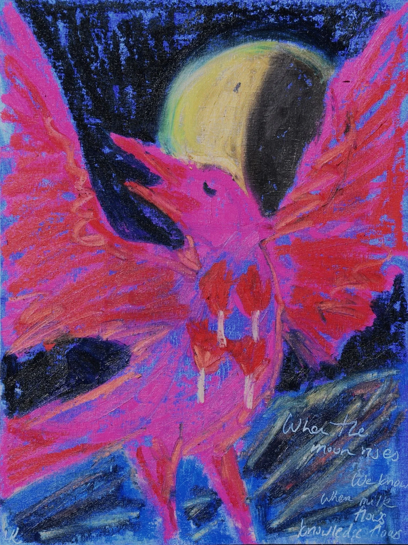 The Nourisher Series III - The Lactating Crow. 30x40 cm, oil sticks on canvas panel. 2026.