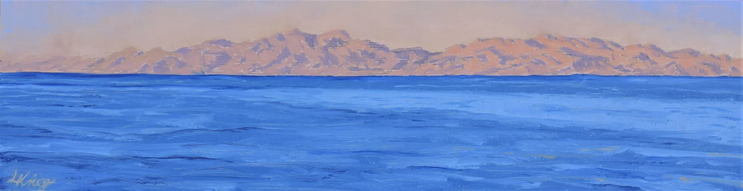 Red Sea Study, 2022, 10x33 cm, oil on primed wood. SOLD.