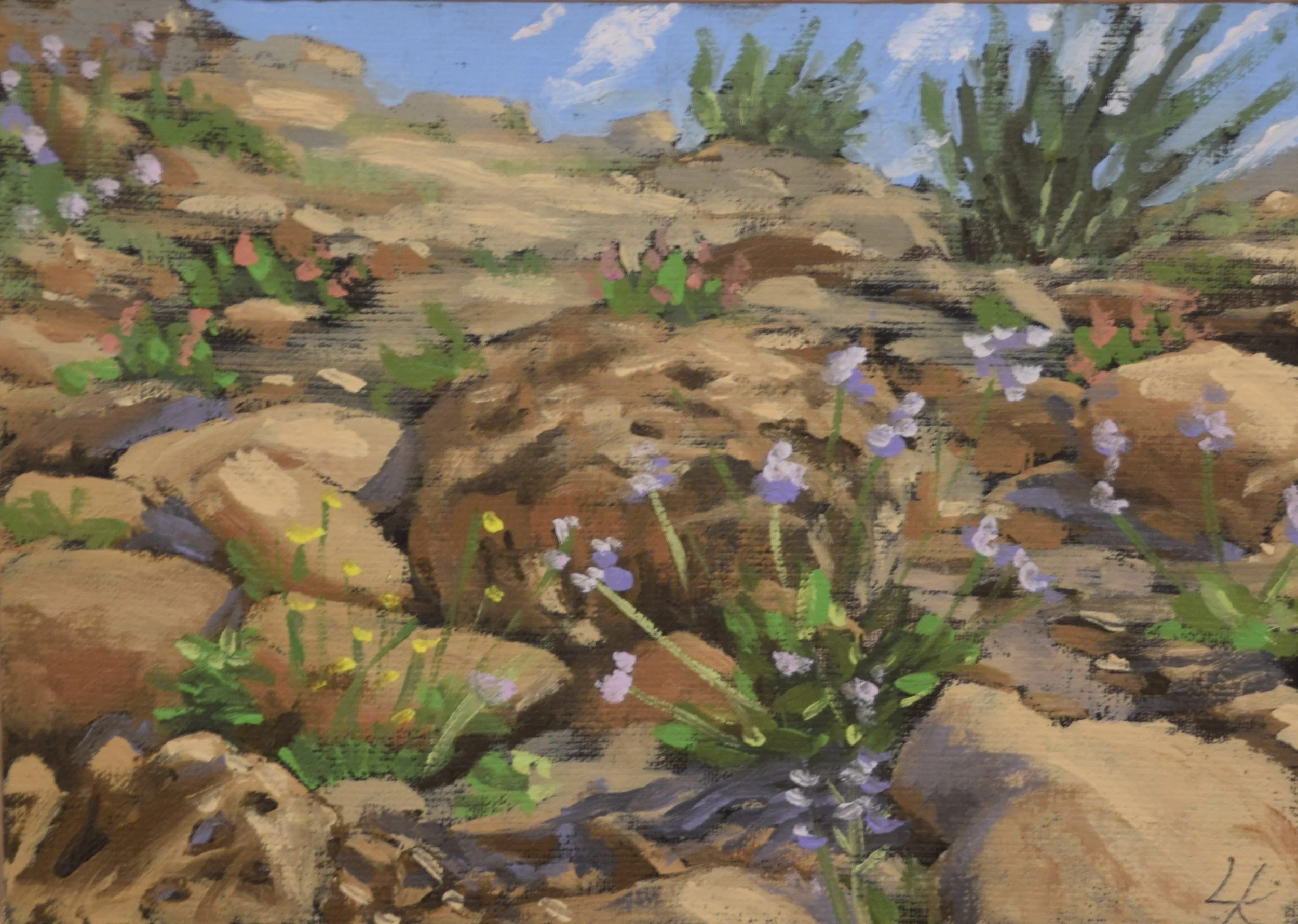 "Nahal Gov study ii," 2023. Oil on canvas panel, 13x18 cm. SOLD.