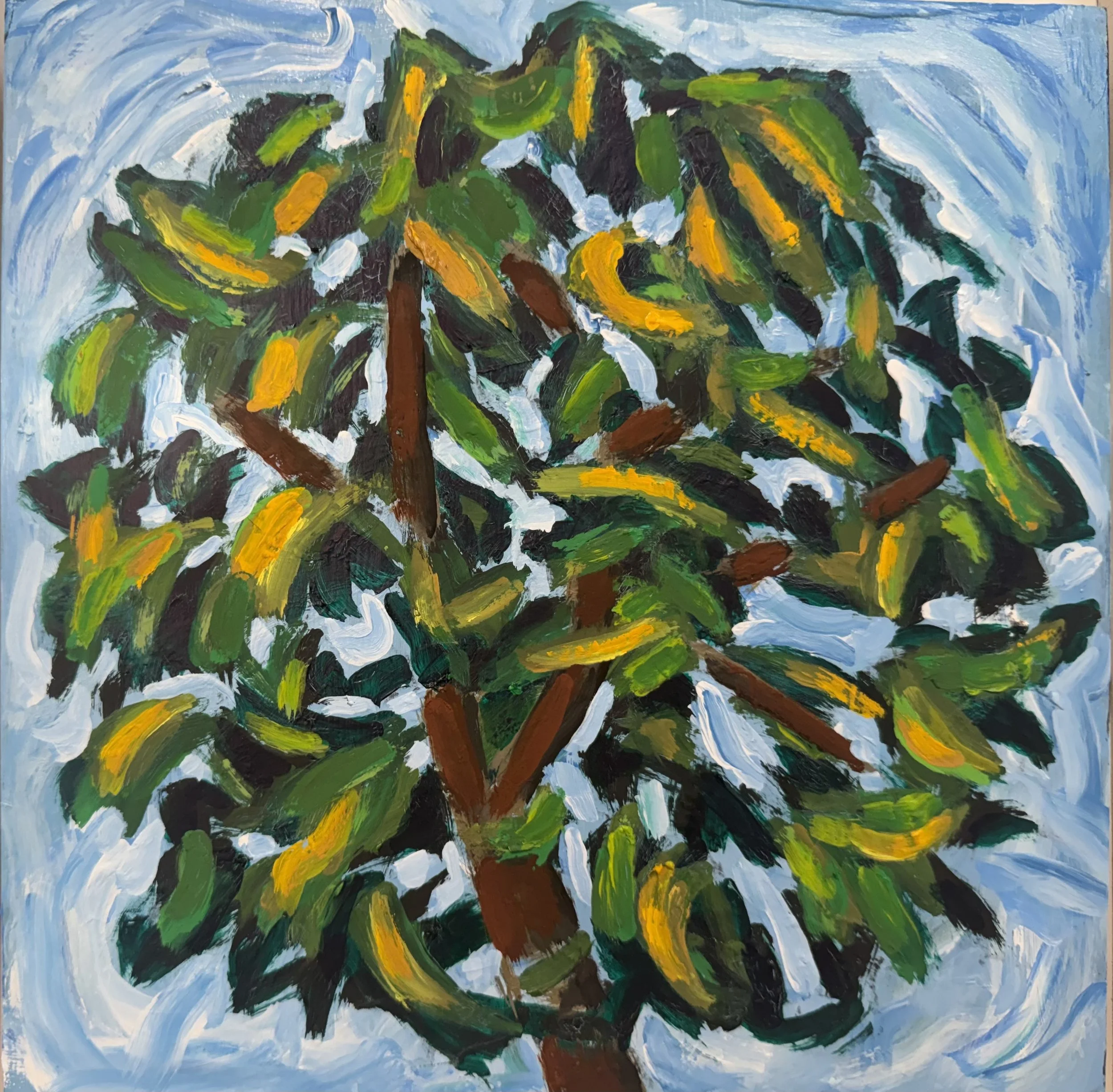 Foliage Study 4, oil on wood, 12" X 12" 2026
