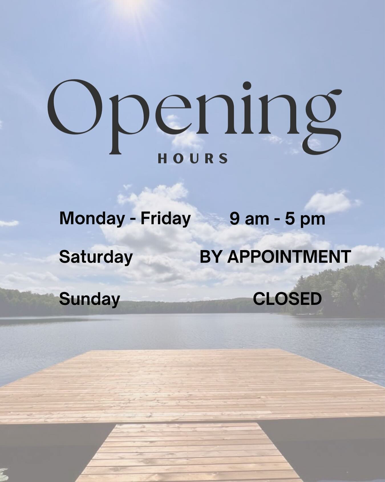 Our updated hours for the season! You can always contact us for a site visit and we are happy to be available for you Saturday by appointment. In order to have some more family time our store will now be closed Saturday and Sunday.
