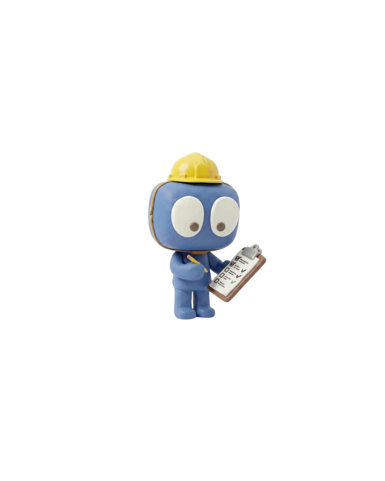 iMe in a hard hat with a safety checklist