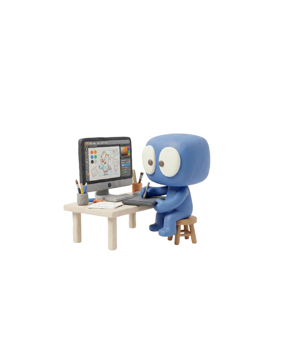 iMe at the computer, animating