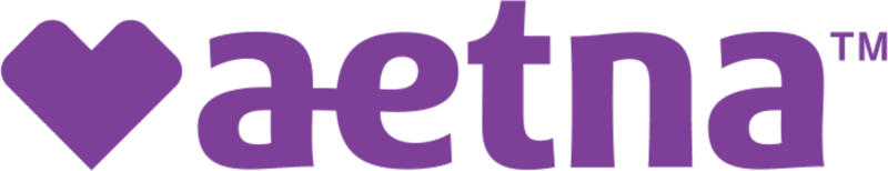 A logo featuring a purple heart followed by the lowercase word 'aetna' in purple text.