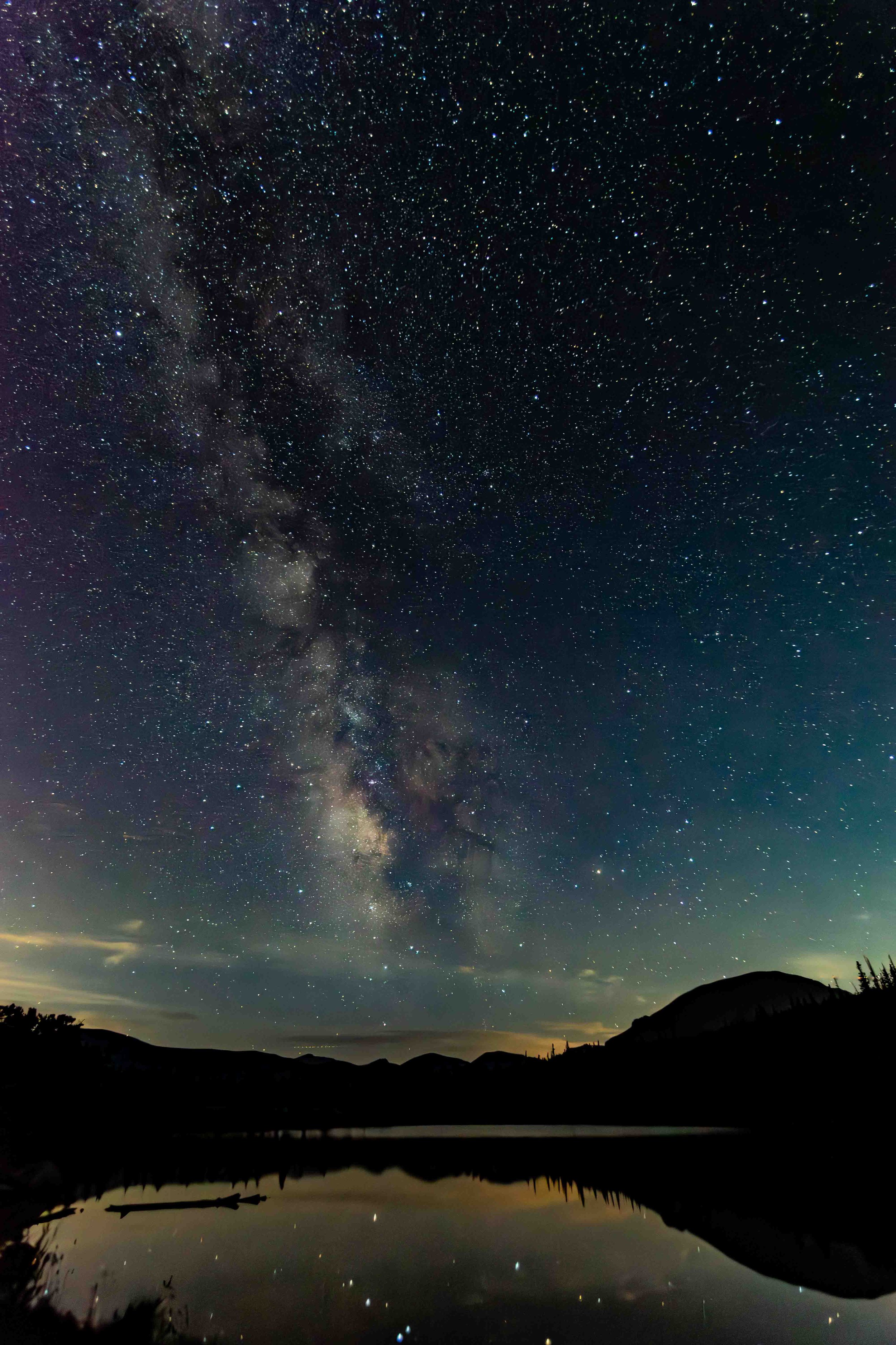 The Milky Way above Sandbeach Lake in Rocky Mountain National Park, Colorado.