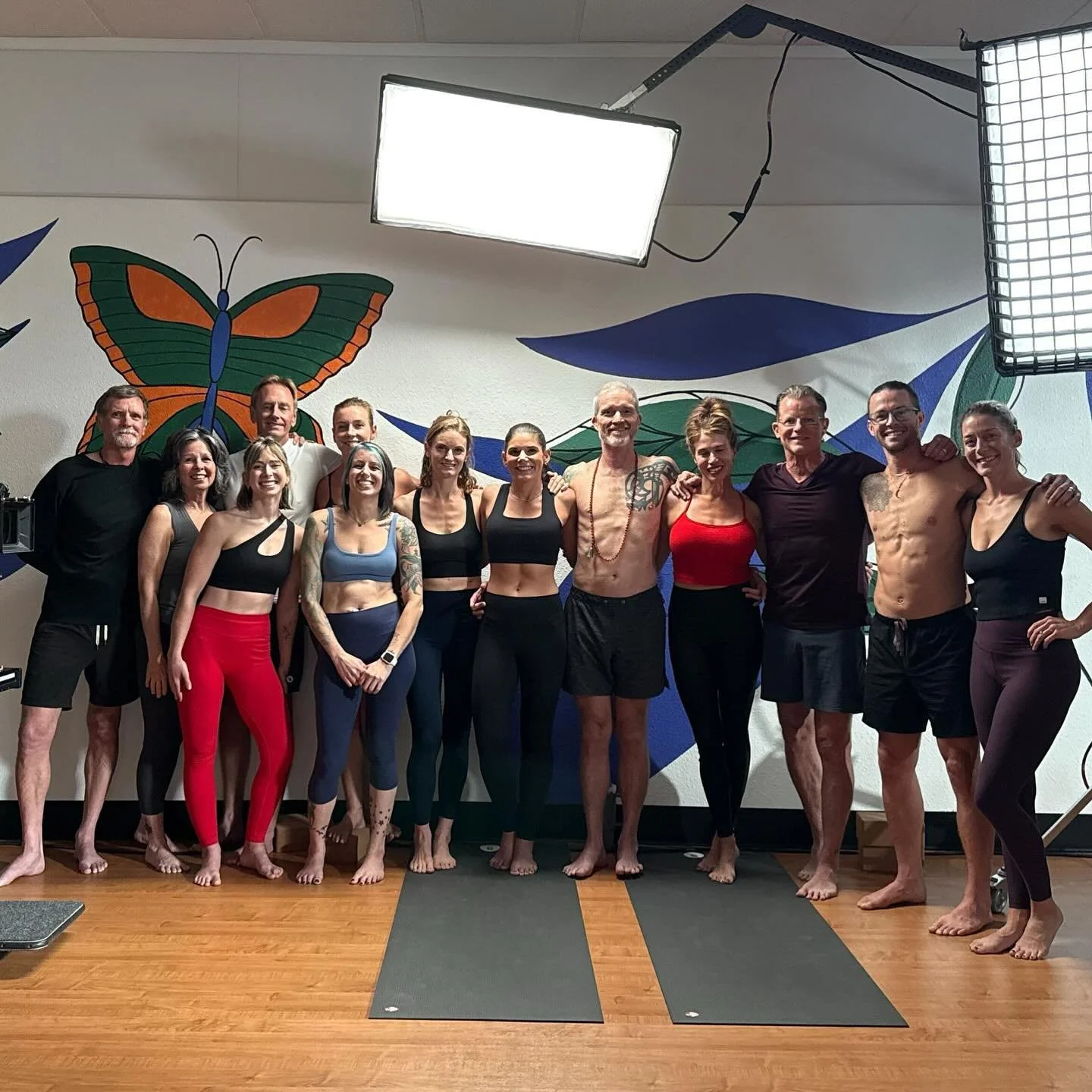 Behind the scenes at SOBO 🎥✨ Today our studio transformed into a full production set for a CU Medicine documentary featuring Gerry of @nicole_gerry_yoga_pod and his inspiring journey through back surgery and recovery. What a once-in-a-lifetime exper