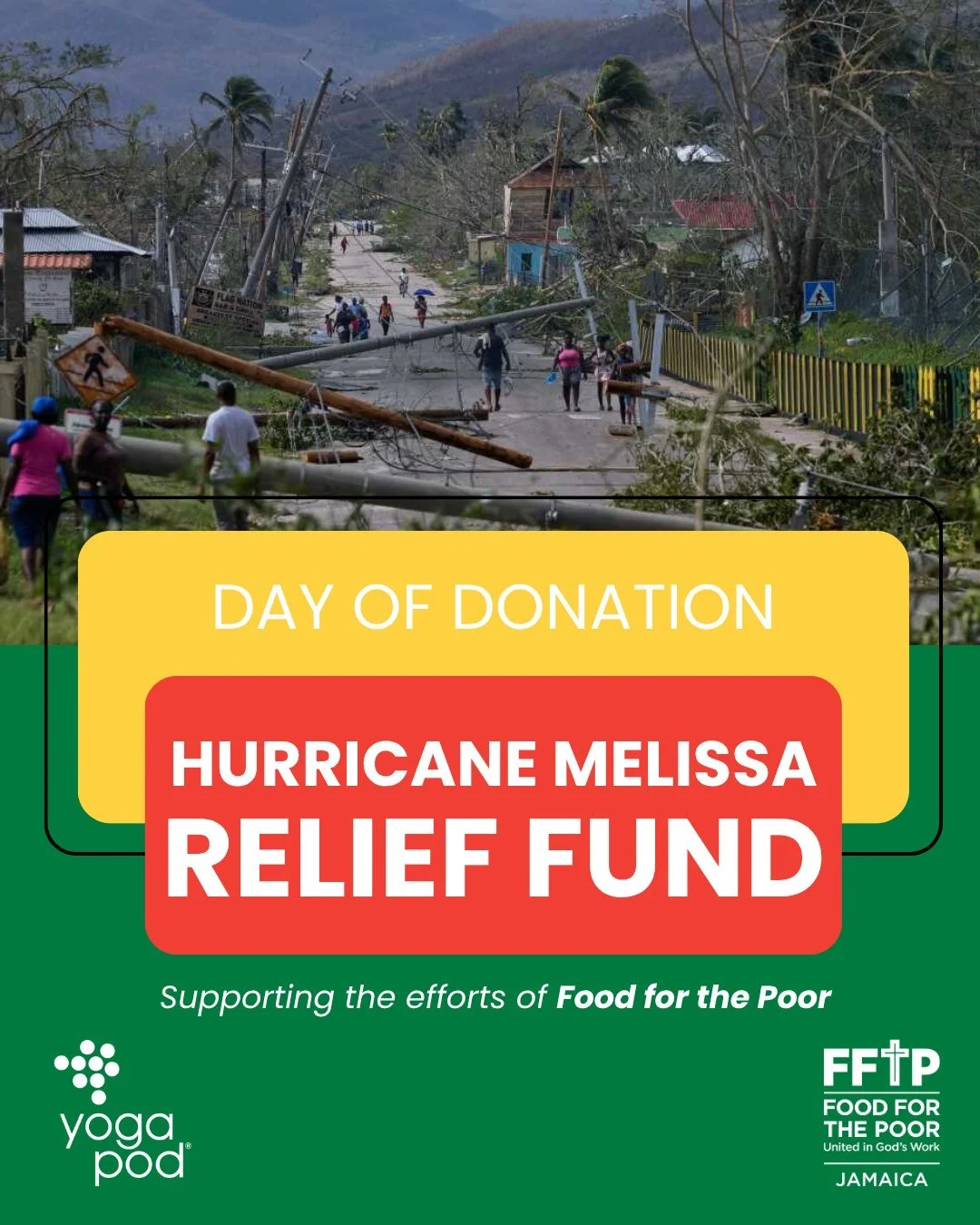 🇯🇲 Day of Donation &mdash; Hurricane Melissa Relief Fund 🇯🇲

In late October, Hurricane Melissa tore through Jamaica as a Category 5 storm &mdash; the strongest in the nation&rsquo;s history. Entire communities were flooded, homes destroyed, and 