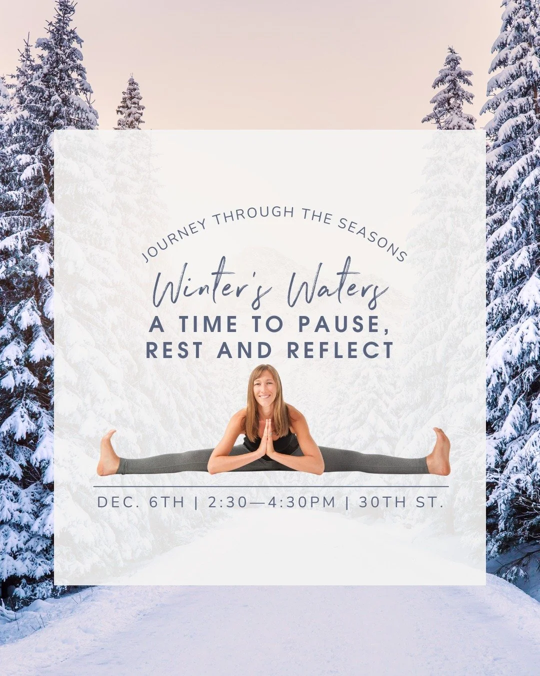 Sink into the stillness of winter. ❄️
Join Heather Macdonald for Journey Through the Seasons &mdash; Winter&rsquo;s Waters, a nourishing practice rooted in reflection, grounding, and the softer rhythms of this time of year.

Expect slow movement, jou