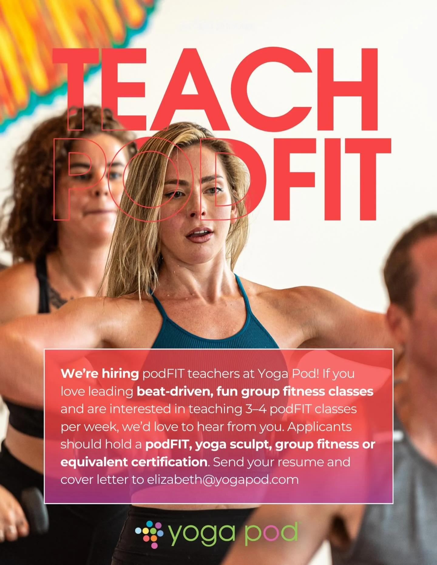 We&rsquo;re hiring podFIT instructors! 🤸&zwj;♀️💪✨

Link in our bio to apply.

Email elizabeth@yogapod.com with any questions.