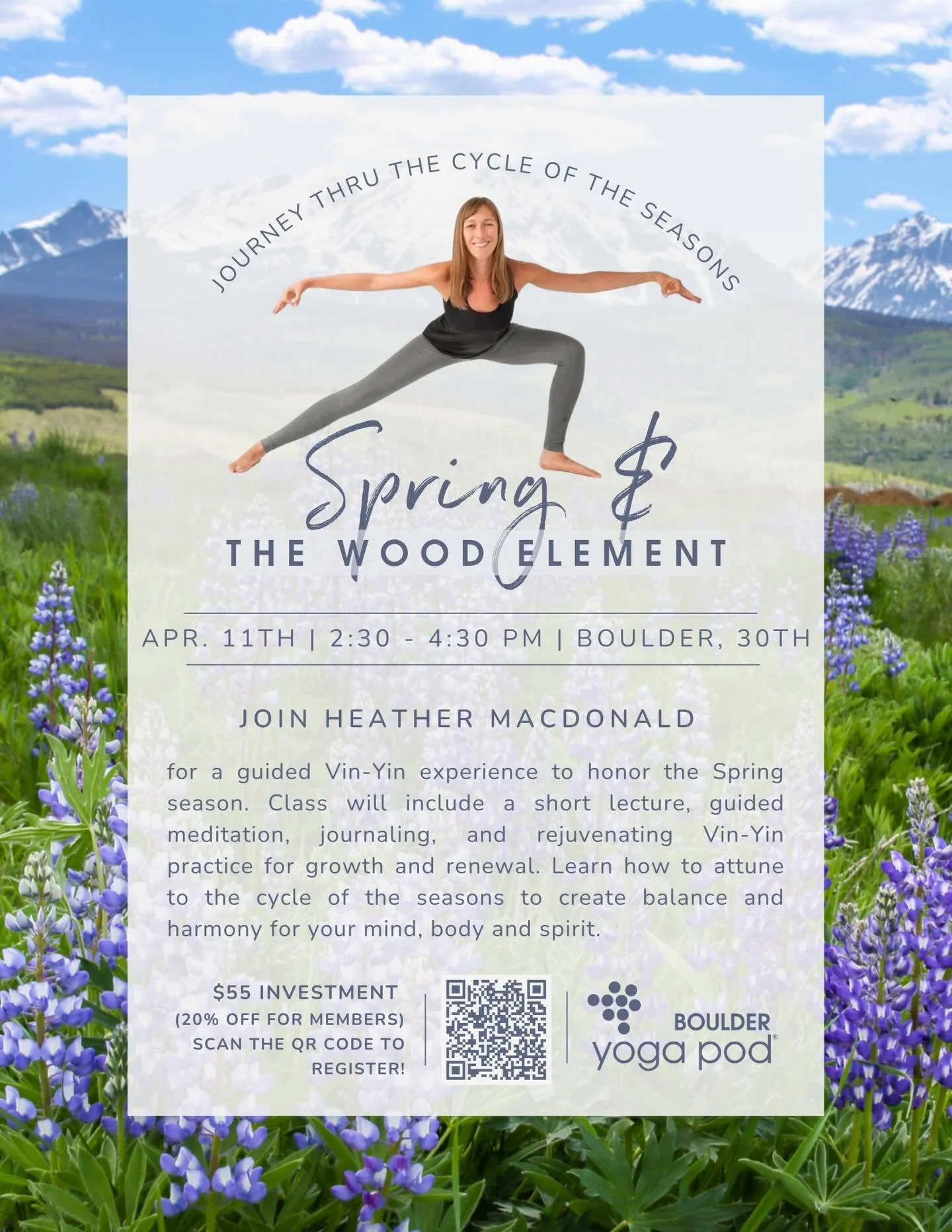 Journey Through the Cycle of the Seasons ✨
🌸 Spring &amp; the Wood Element 🌸

Join @certified_wildheather for this incredible workshop happening April 11th, 2:30-4:30 at 30th St.

Included in this workshop is a Vin-Yin practice, a teaching on the s