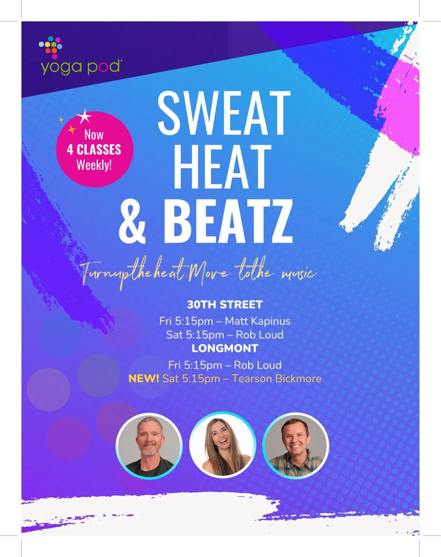 Sweat, Heat, &amp; Beatz is a high-energy yoga class set to decidedly unyogic music. Expect a strong flow, plenty of sweat, and a playlist that keeps the energy high from start to finish.

Come in and practice according to your own skill level. Rock 