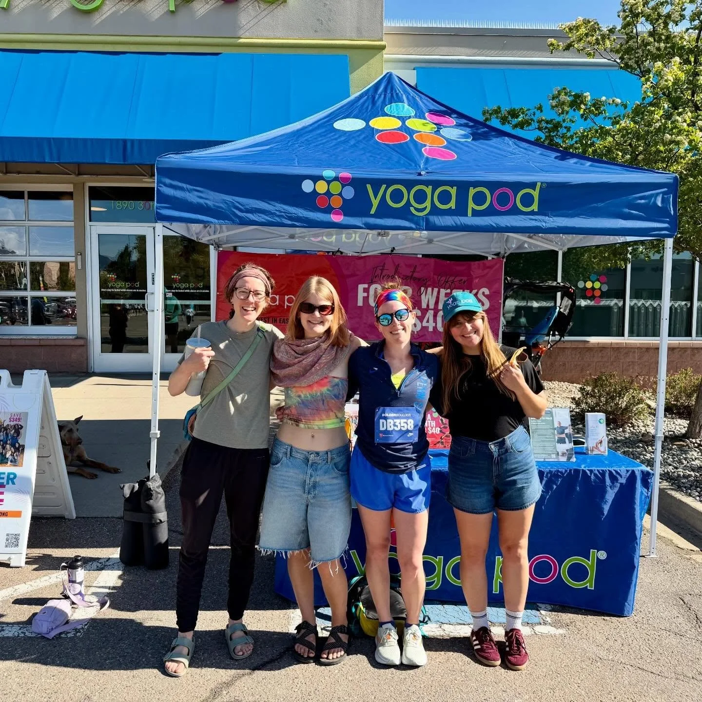 Such a fun morning hanging out with our community before BOLDER Boulder on Monday ☀️🏃🏼&zwj;♀️

Lots of stretches, hugs with yoga friends, and snuggles with pups 🐶 What could be better?

Come see us in the studio this week!